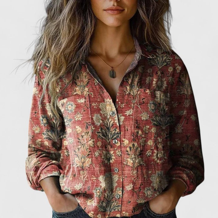 Autumn | Vintage Tapestry Floral Button-Down Shirt