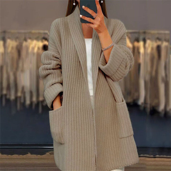 Hilary | Shawl-Collar Patch-Pocket Longline Cardigan
