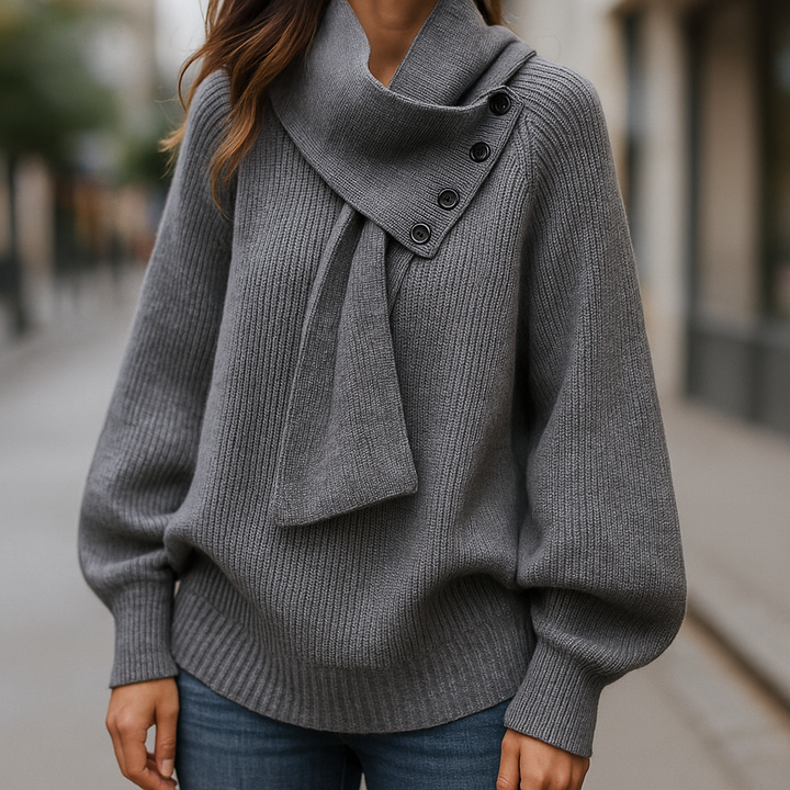 Margaret | Draped Scarf-Style Cowl-Neck Sweater