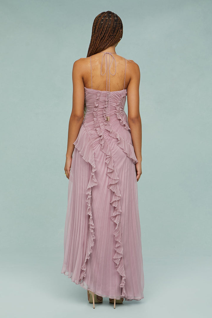 Estelle | Halter-Neck Draped Pleat Wedding Guest Dress