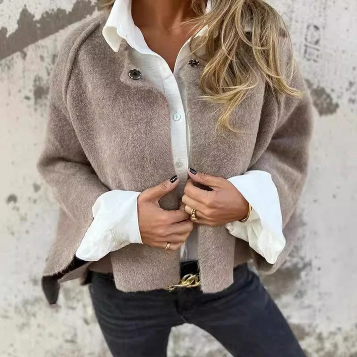 Audrey | Round-Neck Collarless Coat