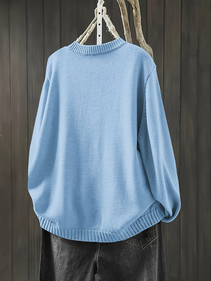 Gretchen | Decorative-Button Relaxed One-Size Cardigan