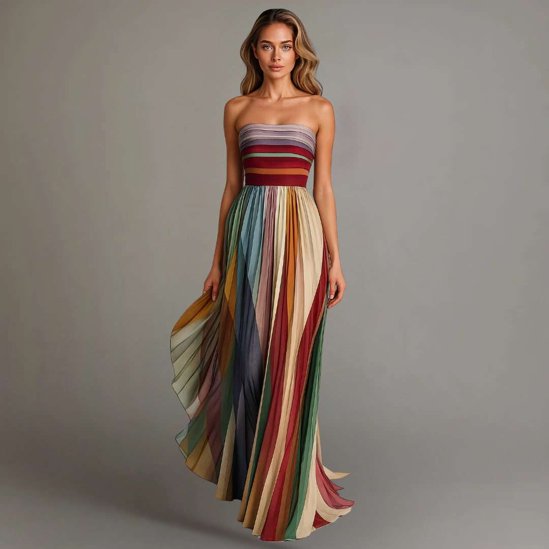 Judith | Strapless Pleated Maxi Dress for Summer