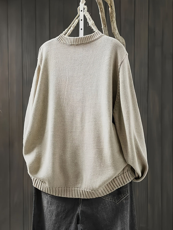 Gretchen | Decorative-Button Relaxed One-Size Cardigan