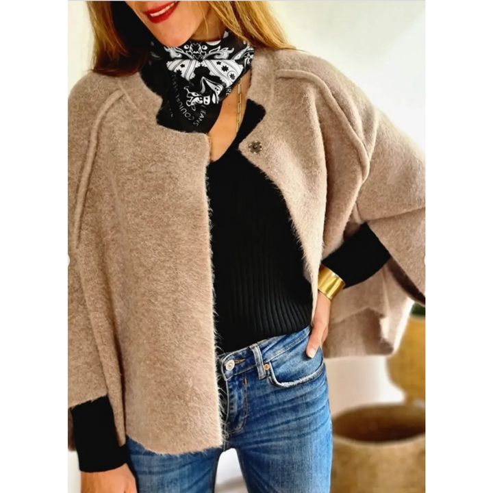 Audrey | Round-Neck Collarless Coat