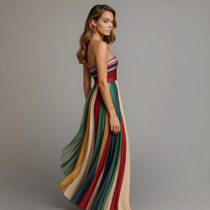 Judith | Strapless Pleated Maxi Dress for Summer