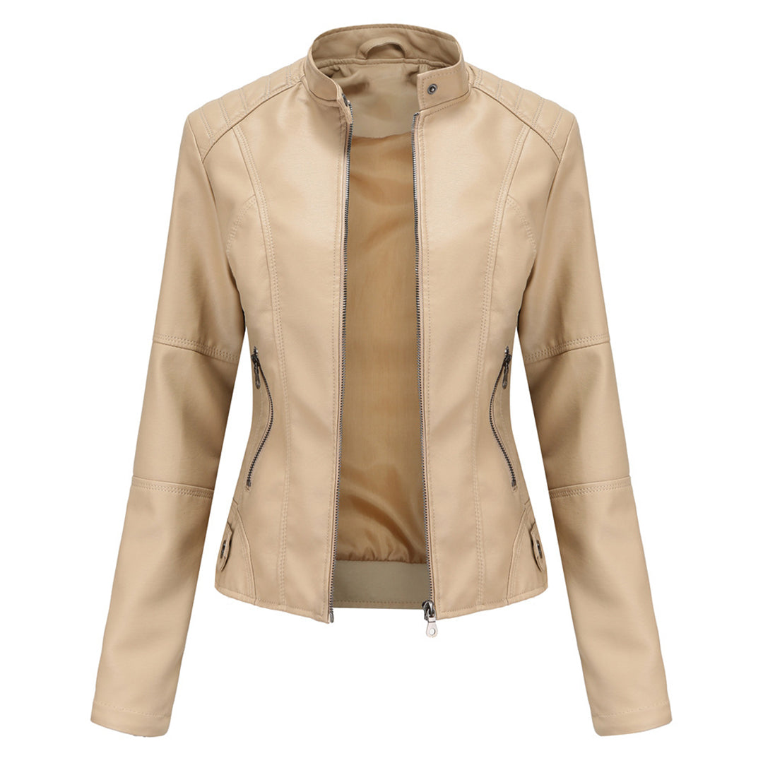 Jade | Asymmetric-Zip Leather-Look Biker Jacket