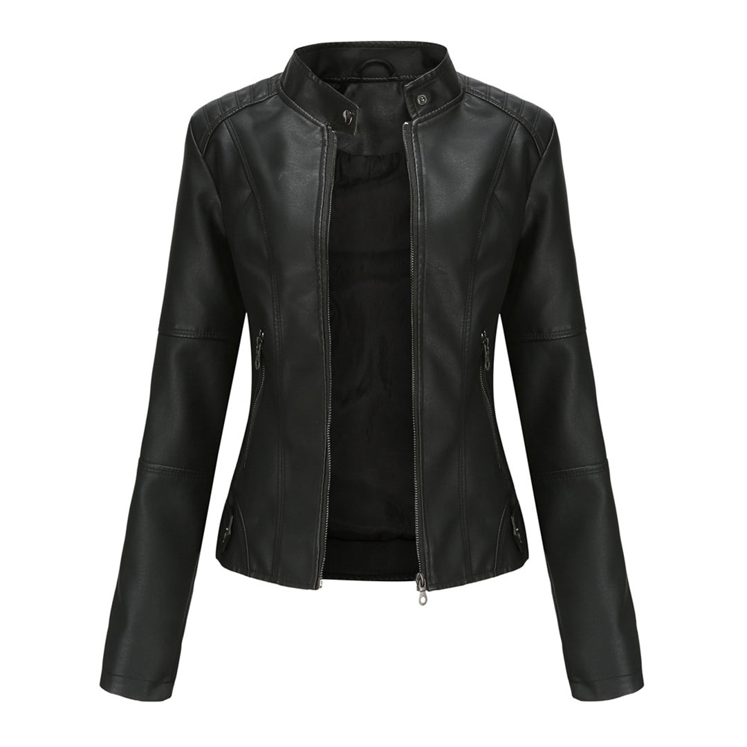 Jade | Asymmetric-Zip Leather-Look Biker Jacket