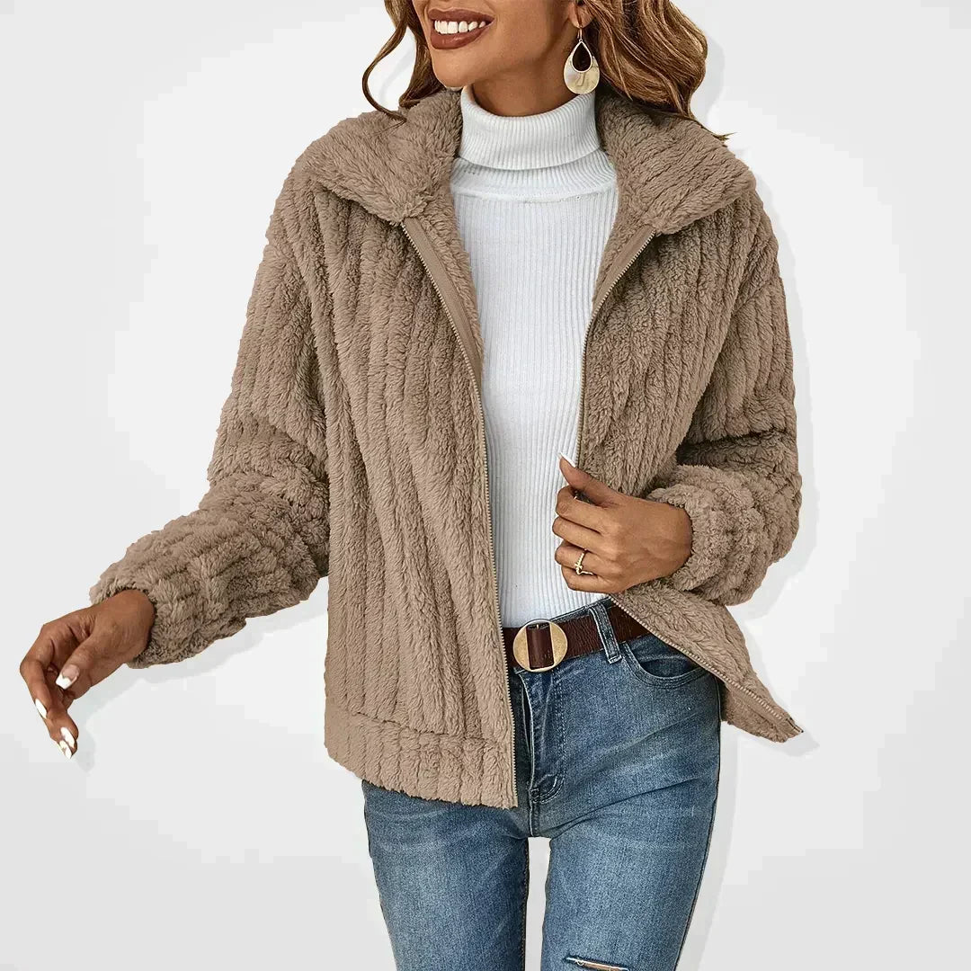 Isabel | Wide-Collar Fuzzy Cardigan for Fall
