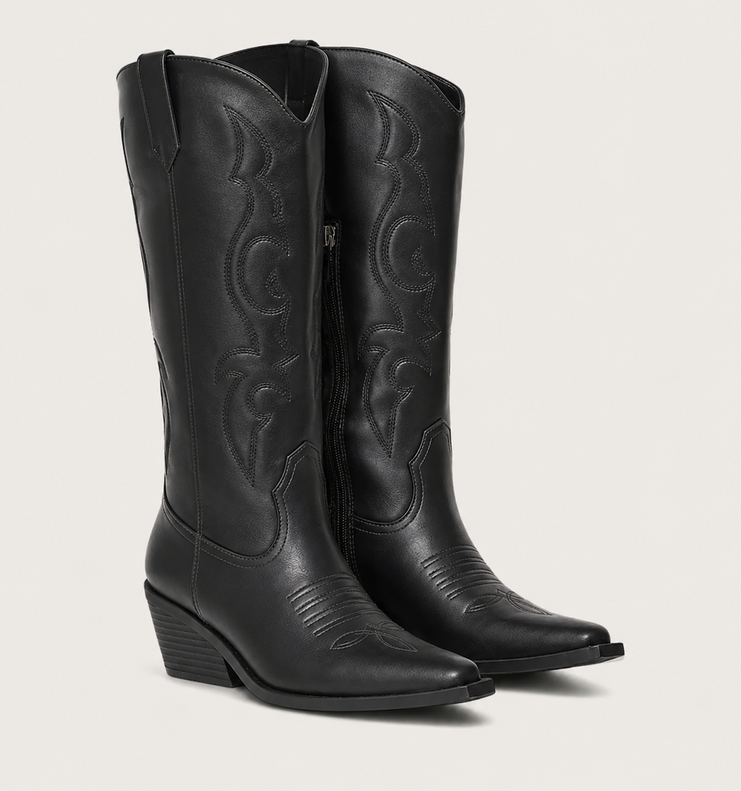 Melanie | Embroidered Pointed-Toe Knee-High Cowboy Boots