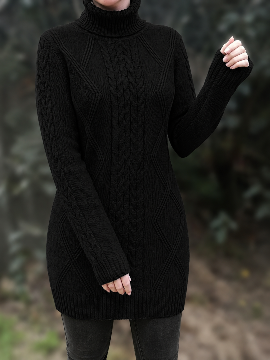 Deanna | Long Oversized Cable-Knit Turtleneck Sweater for Winter