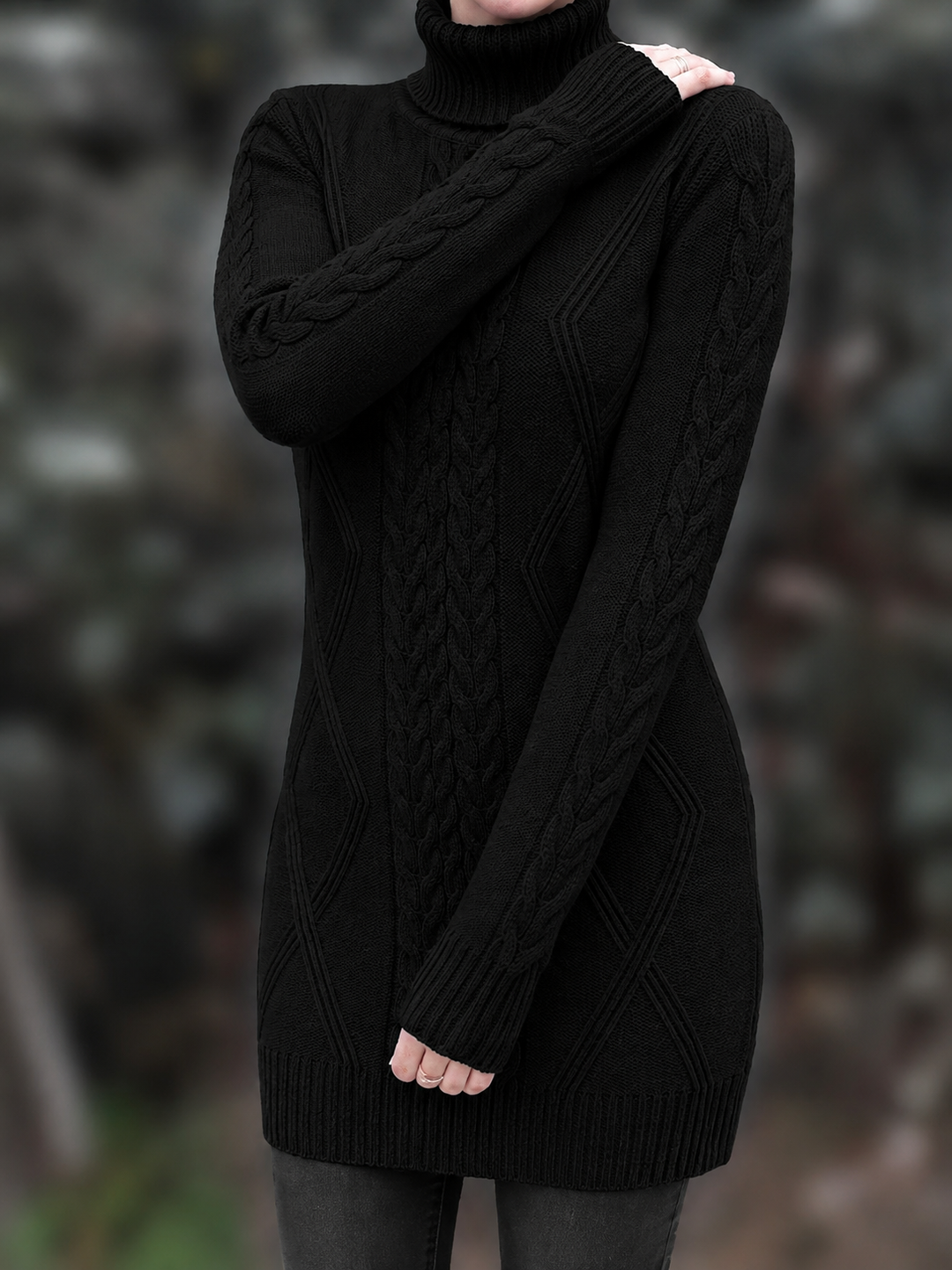 Deanna | Long Oversized Cable-Knit Turtleneck Sweater for Winter