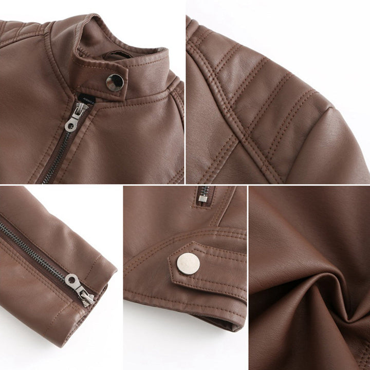 Jade | Asymmetric-Zip Leather-Look Biker Jacket