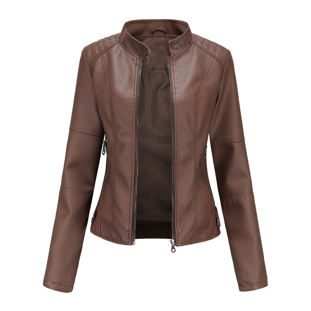 Jade | Asymmetric-Zip Leather-Look Biker Jacket