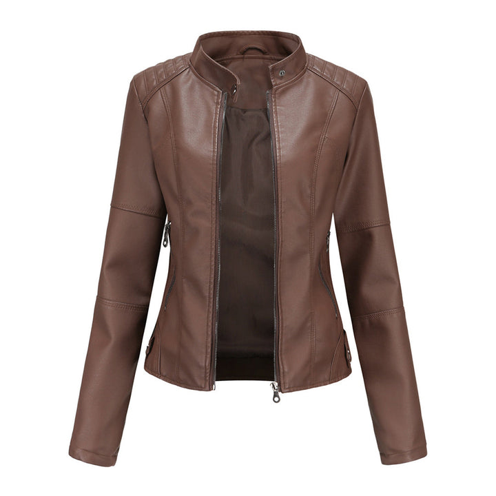 Jade | Asymmetric-Zip Leather-Look Biker Jacket