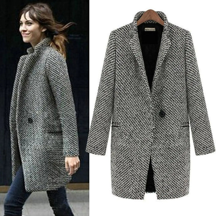 Vivienne | Single-Button Deep-V Long Winter Coat