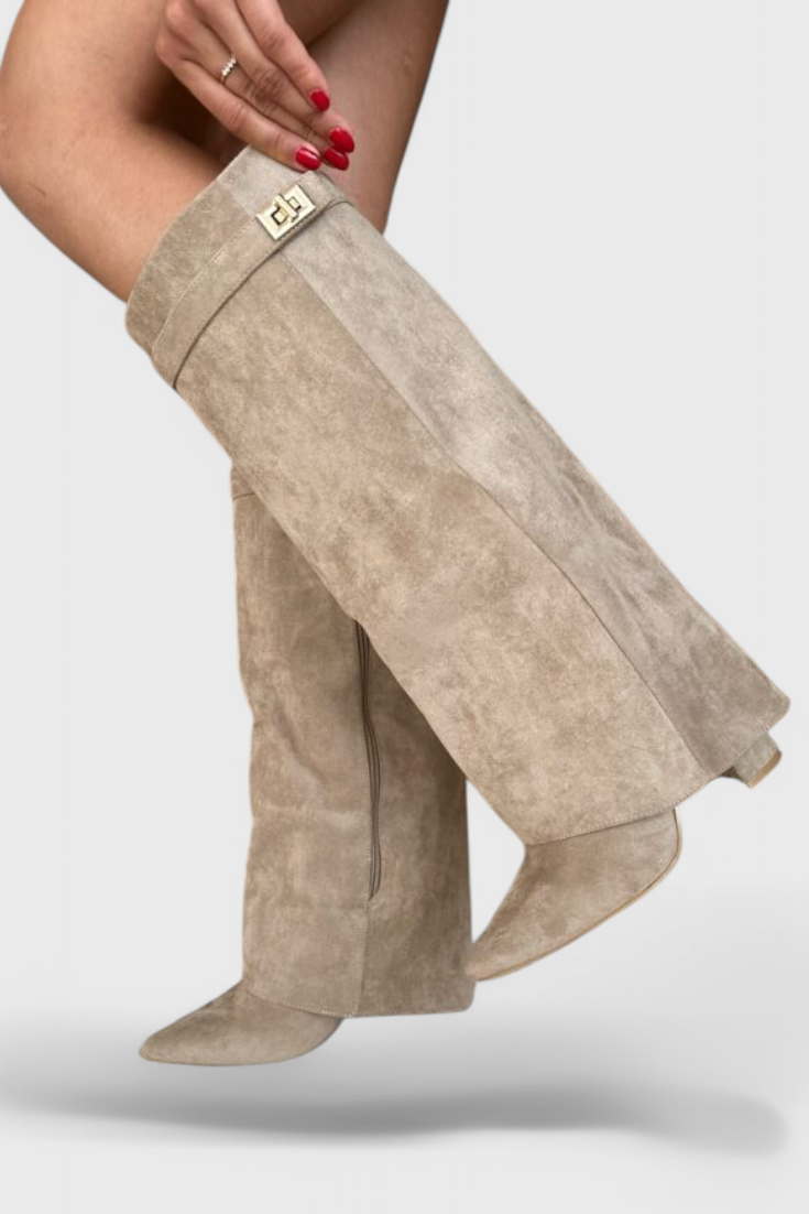 Riley | Pointed-Toe Knee-High Fold-Over Boots