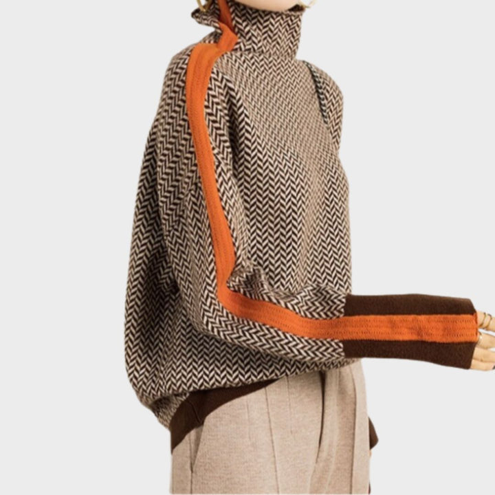 Penelope | Herringbone One-Size Turtleneck Sweater