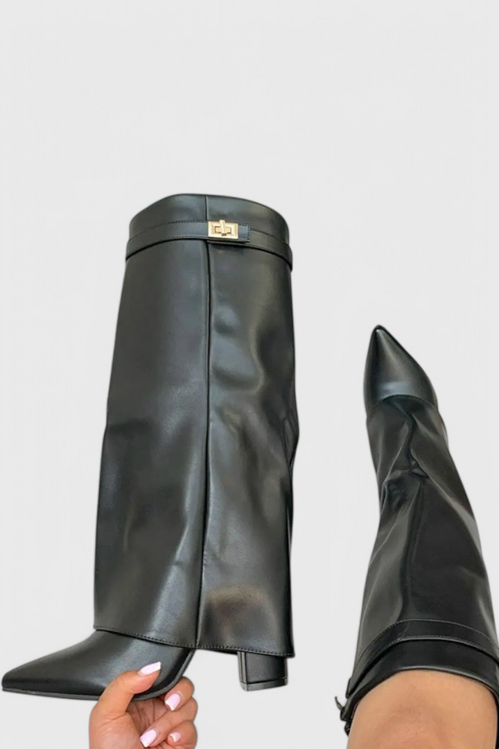 Riley | Pointed-Toe Knee-High Fold-Over Boots