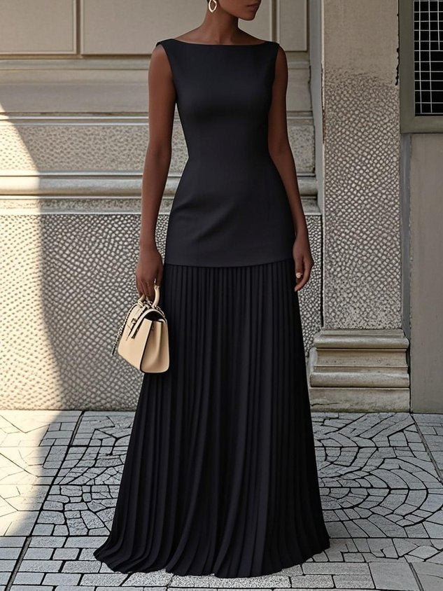 Eliza | Sleeveless Fitted-Bodice Pleated Formal Dress