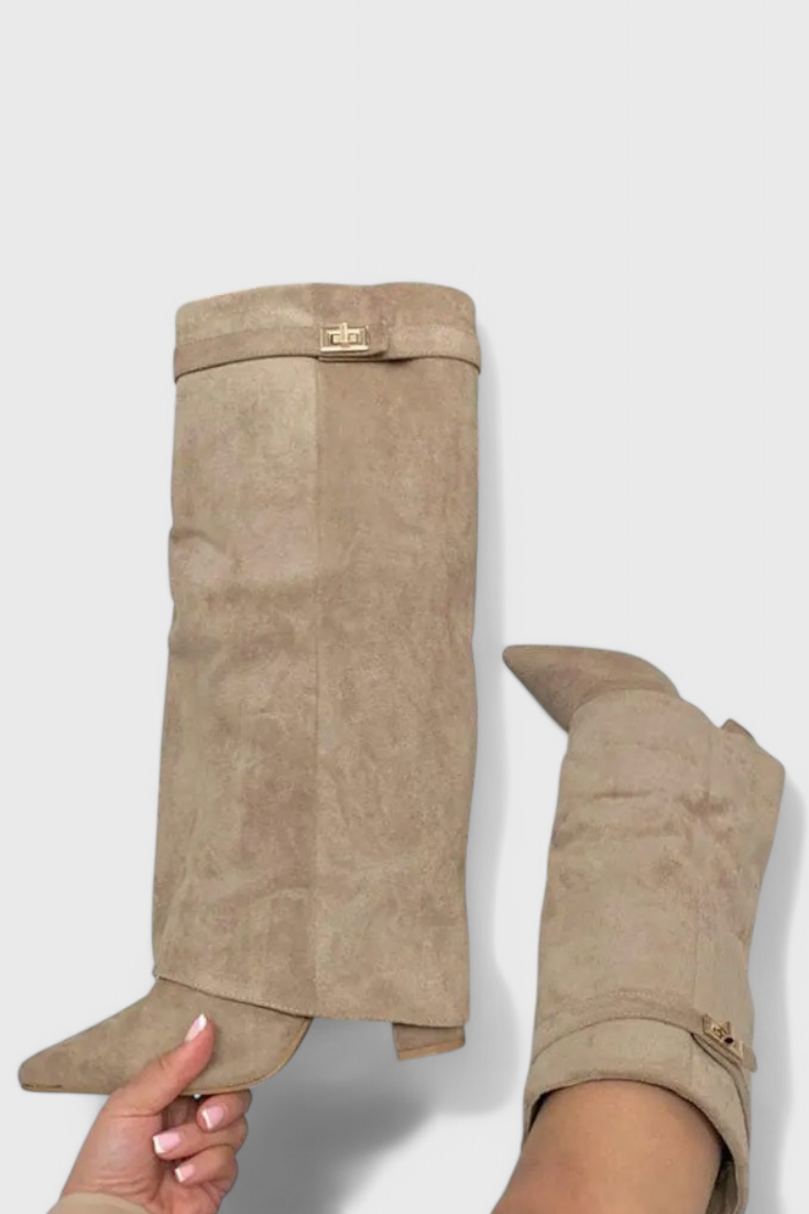 Riley | Pointed-Toe Knee-High Fold-Over Boots