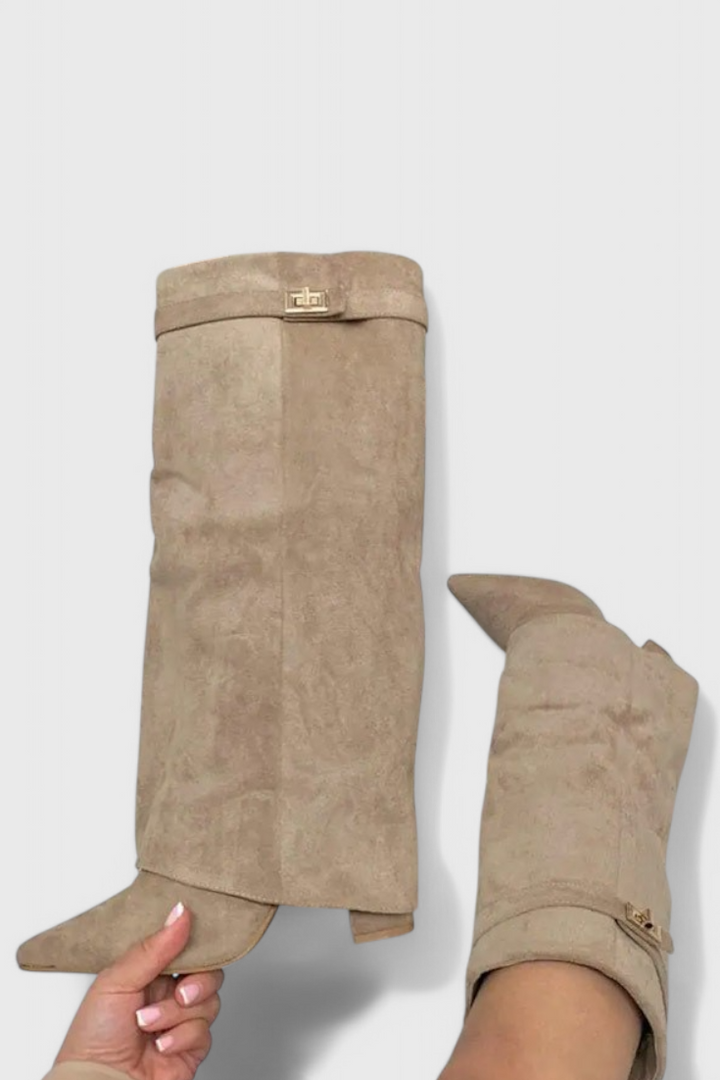 Riley | Pointed-Toe Knee-High Fold-Over Boots