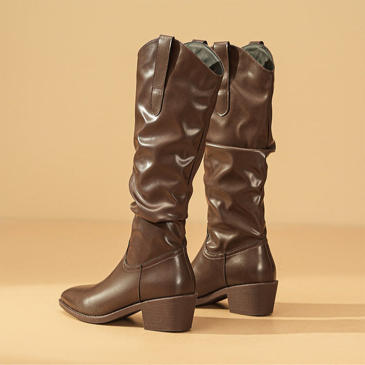 Amber | Pointed-Toe Western Slouch Boots