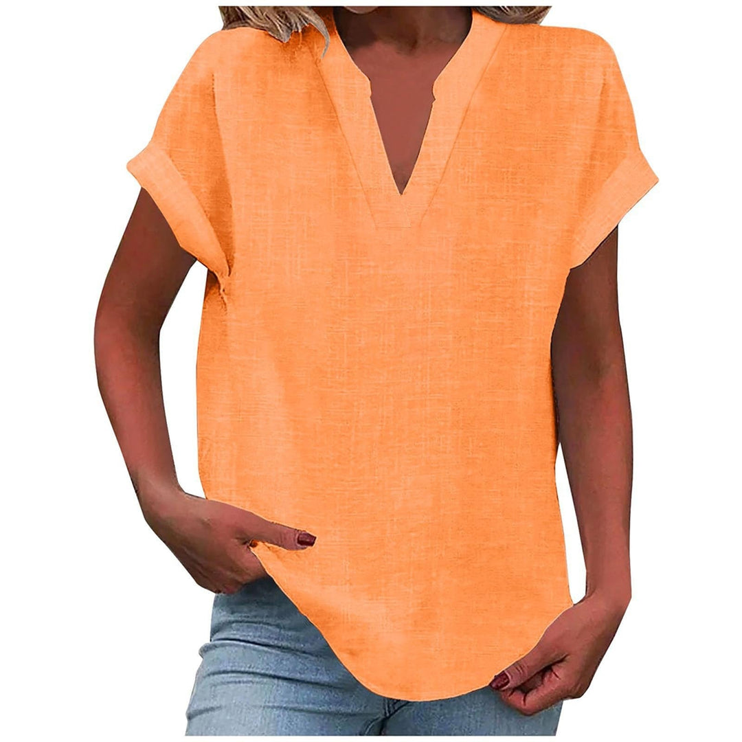 Leslie | Relaxed-Fit Roll-Sleeve Notch-Neck Blouse