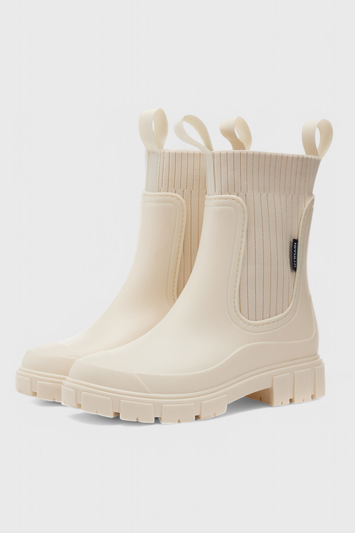 Mallory | Waterproof Knit-Collar Chelsea Rain Boots