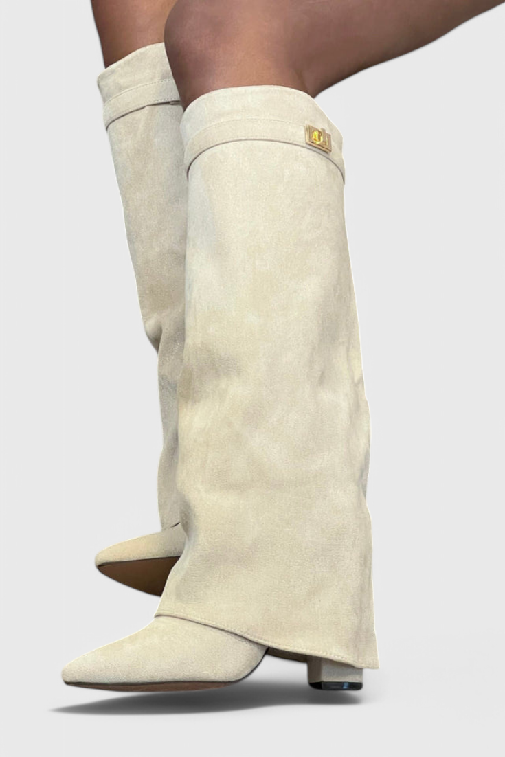 Riley | Pointed-Toe Knee-High Fold-Over Boots