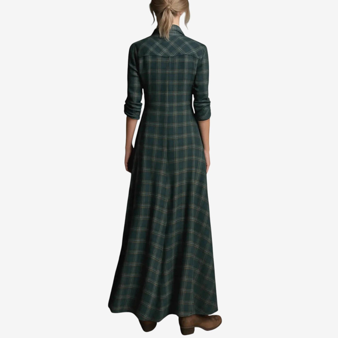 Emma | Plaid Snap-Button Maxi Shirt Dress for Fall