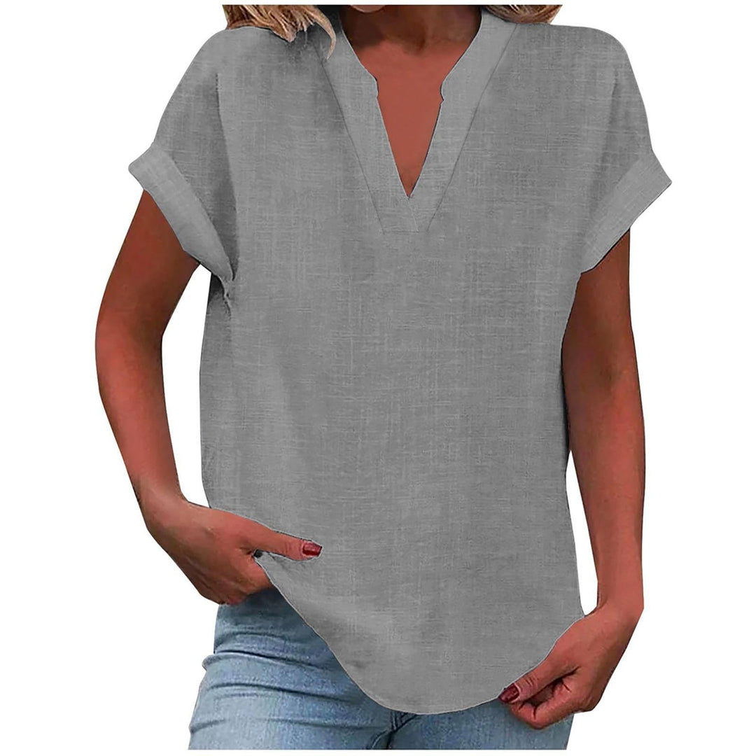 Leslie | Relaxed-Fit Roll-Sleeve Notch-Neck Blouse