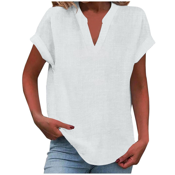 Leslie | Relaxed-Fit Roll-Sleeve Notch-Neck Blouse