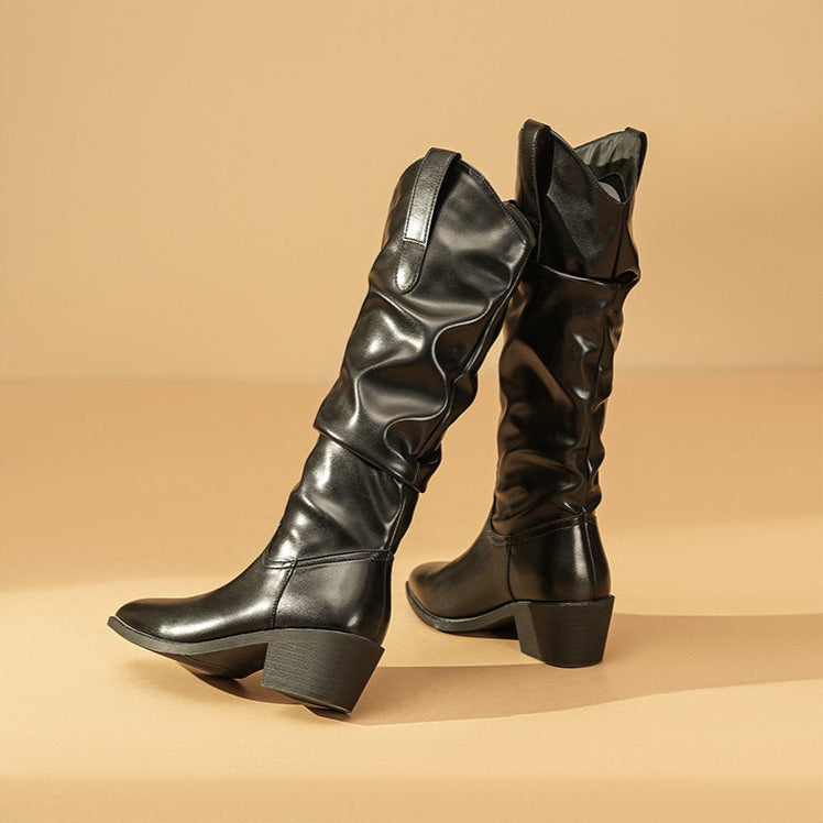 Amber | Pointed-Toe Western Slouch Boots