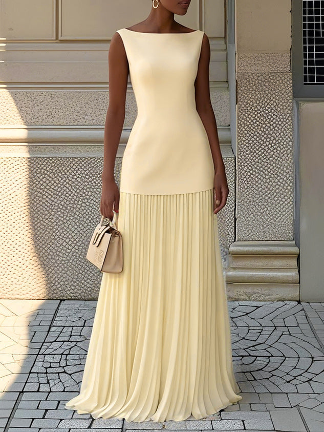 Eliza | Sleeveless Fitted-Bodice Pleated Formal Dress