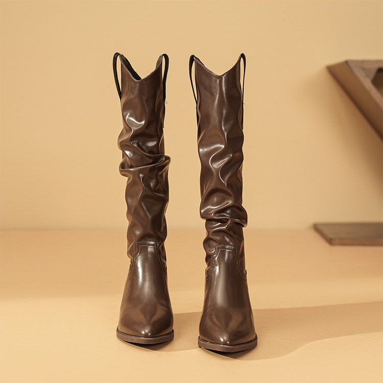 Amber | Pointed-Toe Western Slouch Boots