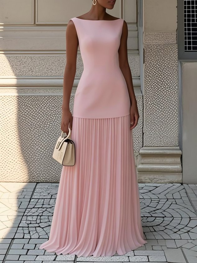 Eliza | Sleeveless Fitted-Bodice Pleated Formal Dress