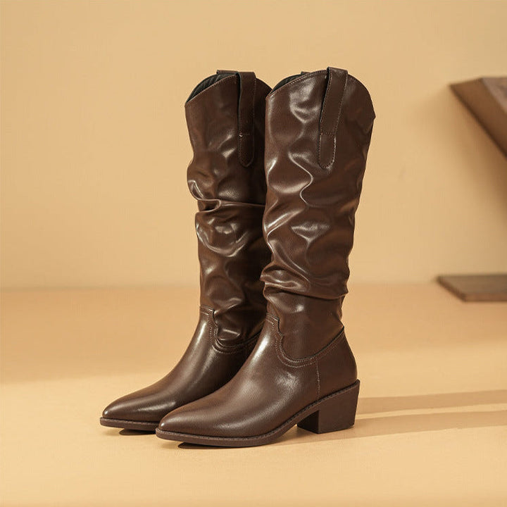 Amber | Pointed-Toe Western Slouch Boots