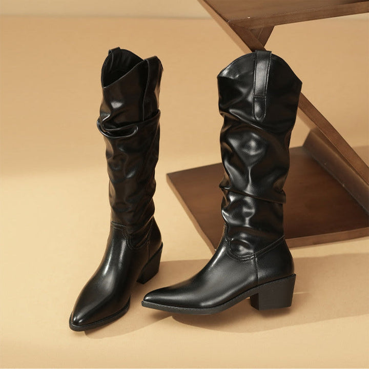 Amber | Pointed-Toe Western Slouch Boots