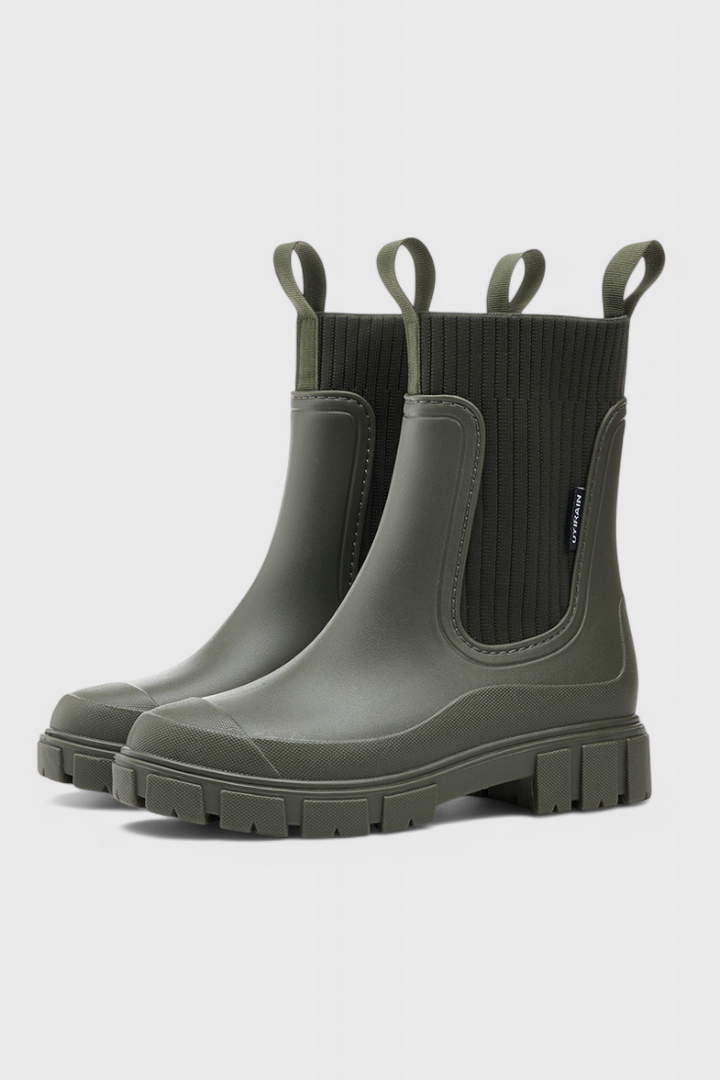 Mallory | Waterproof Knit-Collar Chelsea Rain Boots