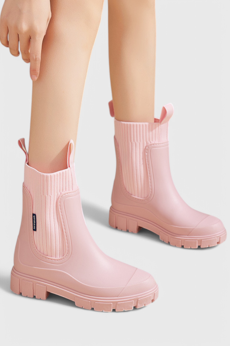 Mallory | Waterproof Knit-Collar Chelsea Rain Boots