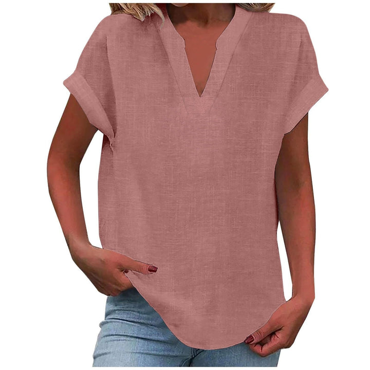 Leslie | Relaxed-Fit Roll-Sleeve Notch-Neck Blouse