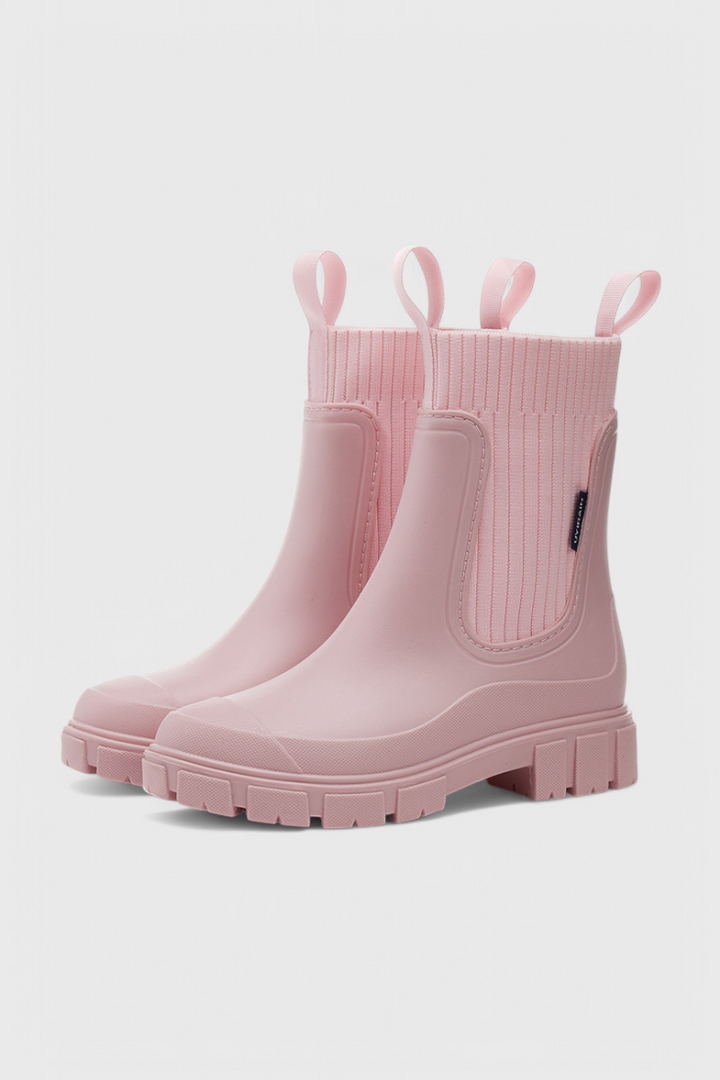 Mallory | Waterproof Knit-Collar Chelsea Rain Boots