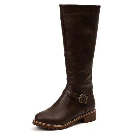 Farrah | Buckle-Strap Stacked-Heel Knee-High Boots for Fall