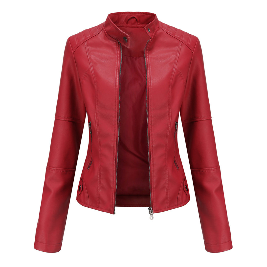 Jade | Asymmetric-Zip Leather-Look Biker Jacket