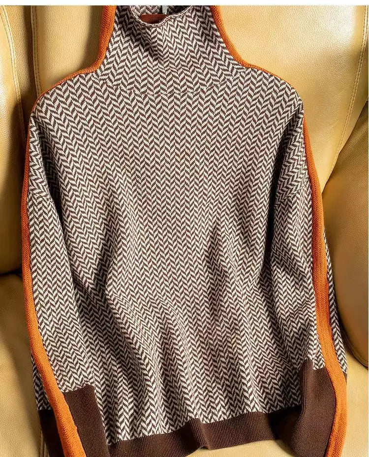 Penelope | Herringbone One-Size Turtleneck Sweater