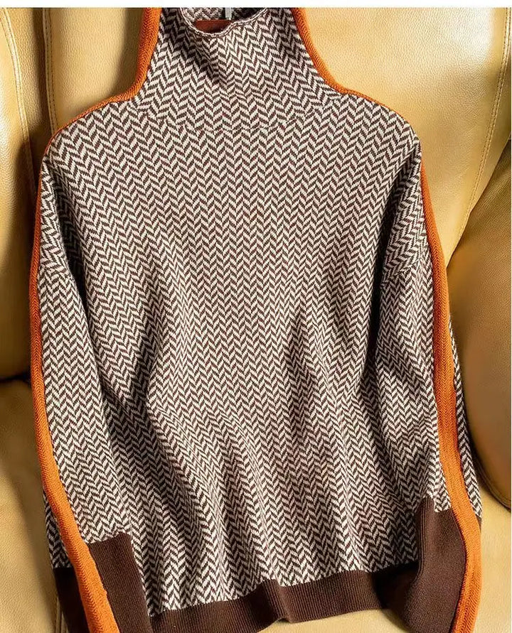 Penelope | Herringbone One-Size Turtleneck Sweater