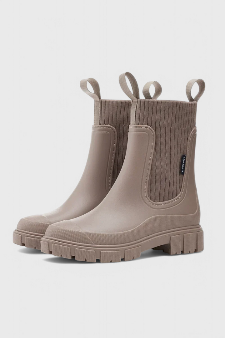 Mallory | Waterproof Knit-Collar Chelsea Rain Boots