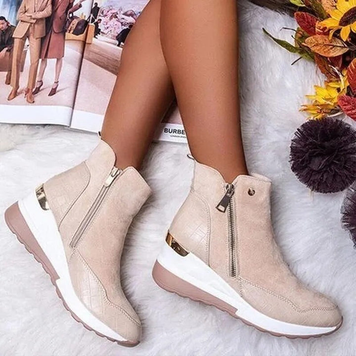 Nora | Side-Zip Sneaker-Style Wedge Boots