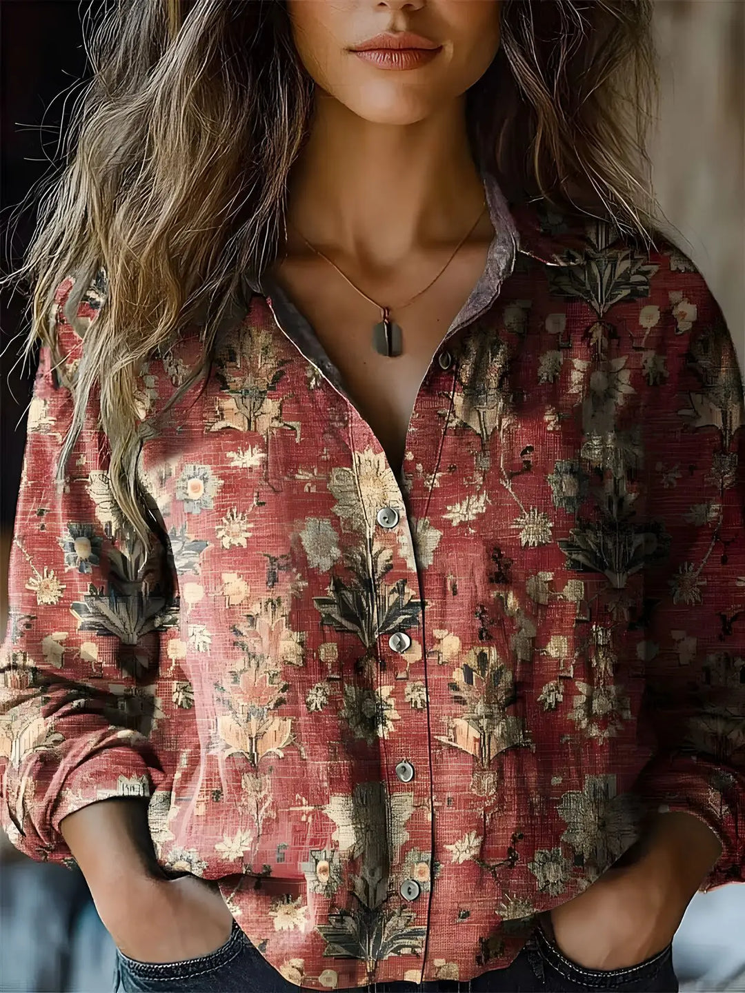 Autumn | Vintage Tapestry Floral Button-Down Shirt